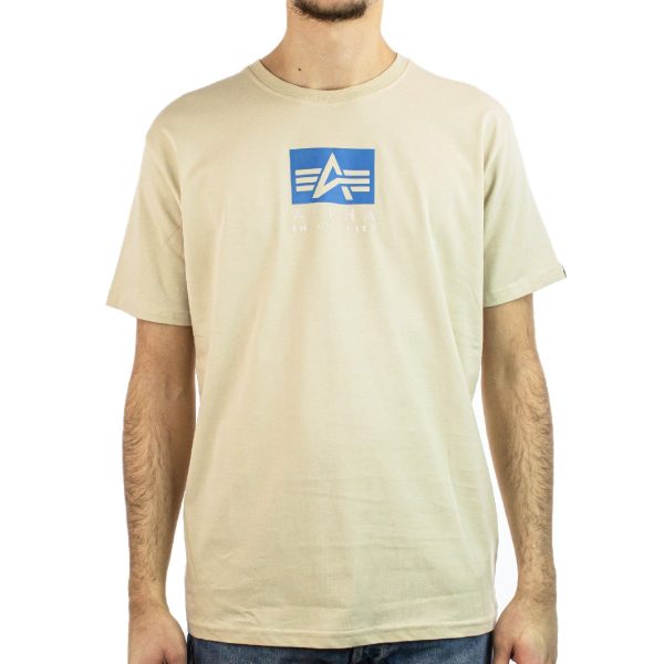 Alpha Industries Inc Satin Logo T-Shirt 148513-300 - beige-blau Schn?ppchen
