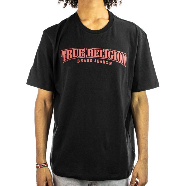True Religion Relaxed NU Brush T-Shirt 107084-1081 - schwarz-rot Rabatt
