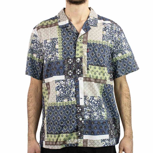 Levi s® The Sunset Camp Shirt Hemd - Tamrin Patchwork V3 Dress Blues 72625-0110 - blau-beige-grün Zu verkaufen