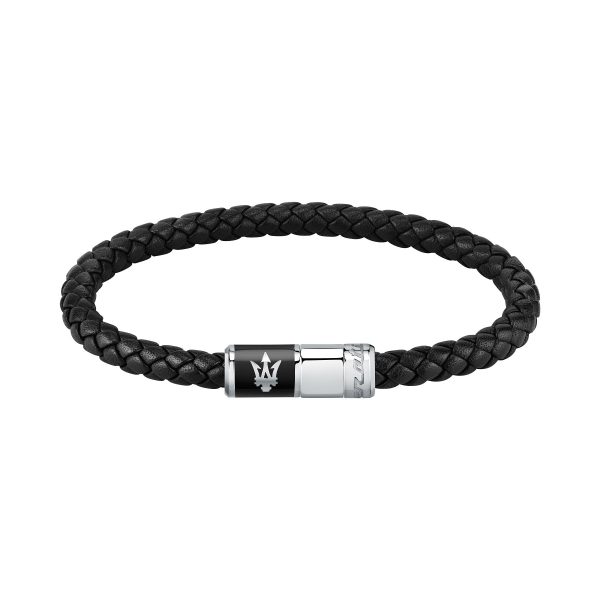 Maserati Bracciali Recycled Leather Bracelet Armband JM222AVE07 - schwarz-silber Zu verkaufen
