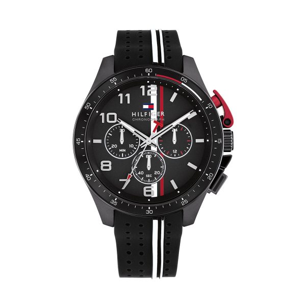Tommy Hilfiger Bank Chronograph Silikon Armband Uhr 1792168 - schwarz-weiss-rot Jetzt online
